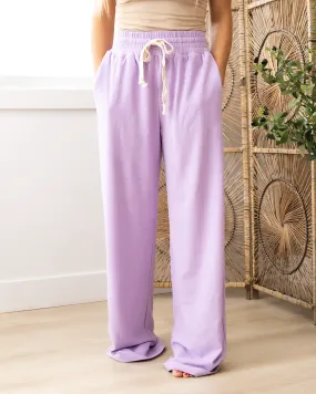 NEW! Ampersand Ave Performance Fleece Wide Leg Comfy Pants - Wisteria