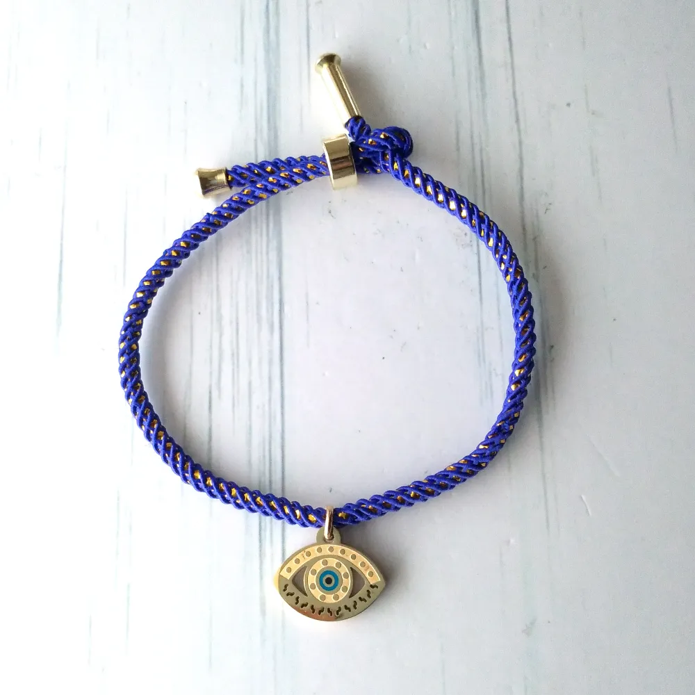 Olivia 2 Evil Eye Metallic Cord Slider Bracelet