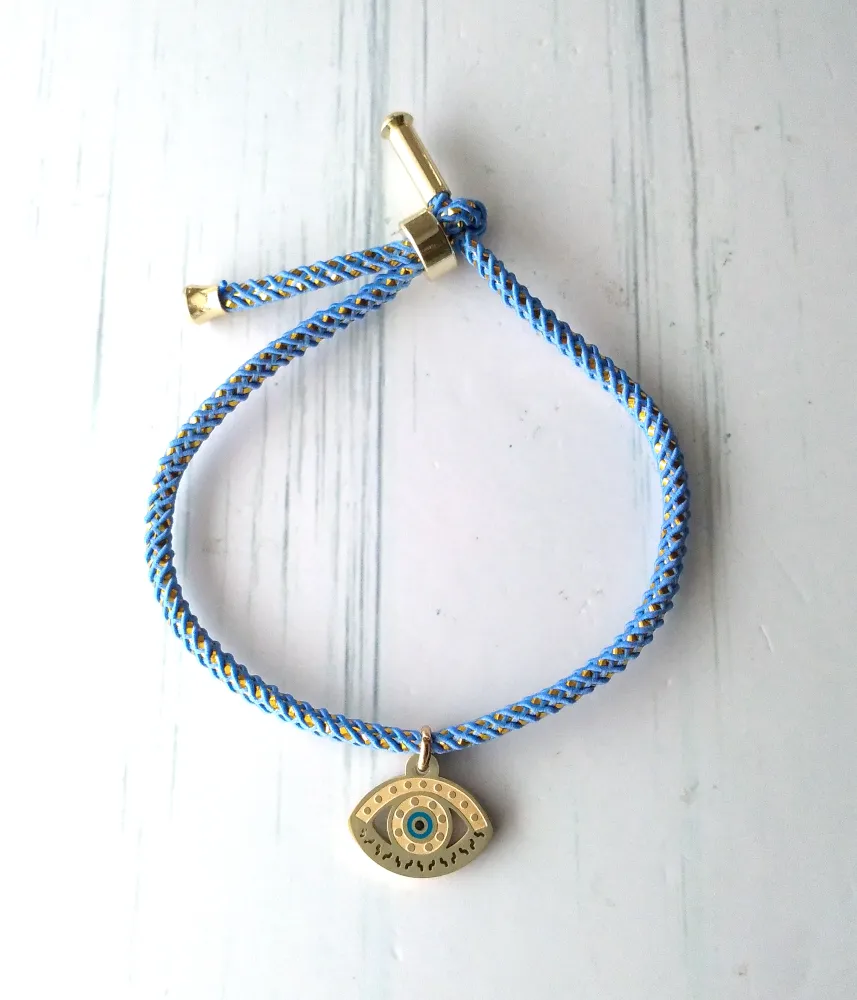 Olivia 2 Evil Eye Metallic Cord Slider Bracelet