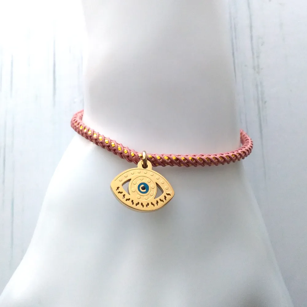 Olivia 2 Evil Eye Metallic Cord Slider Bracelet