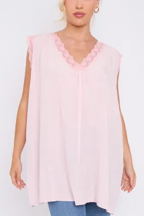 Plain Lace Neckline Top