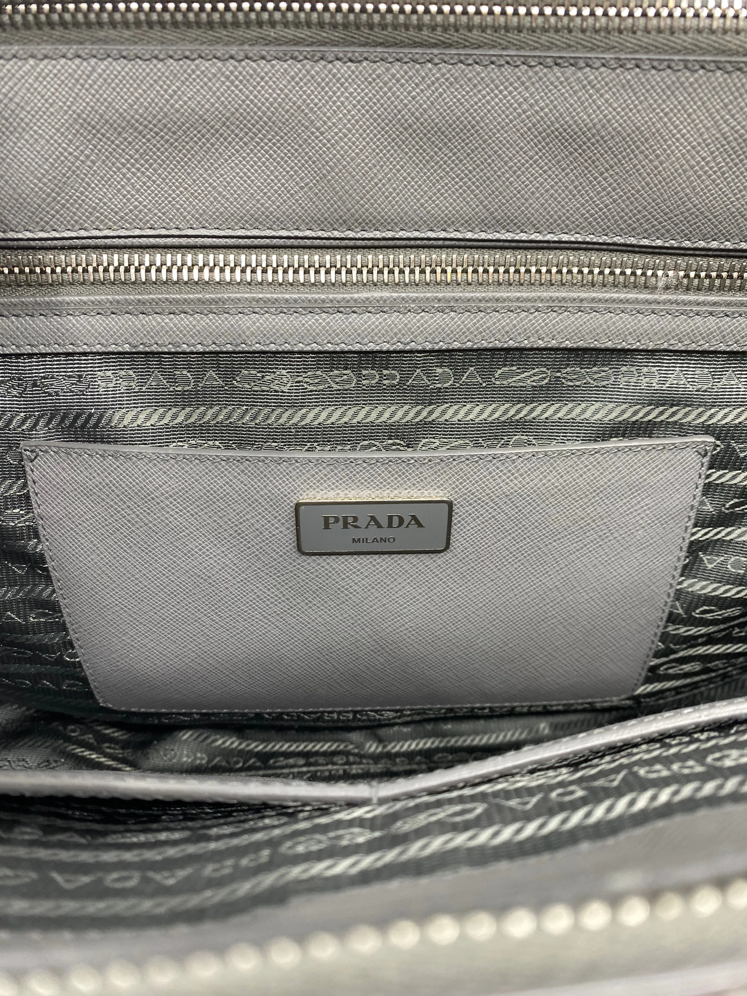 Prada Saffiano Bicolor Double Zip Tote Bag