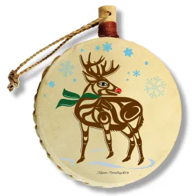 Reindeer - Holiday Drum Ornament