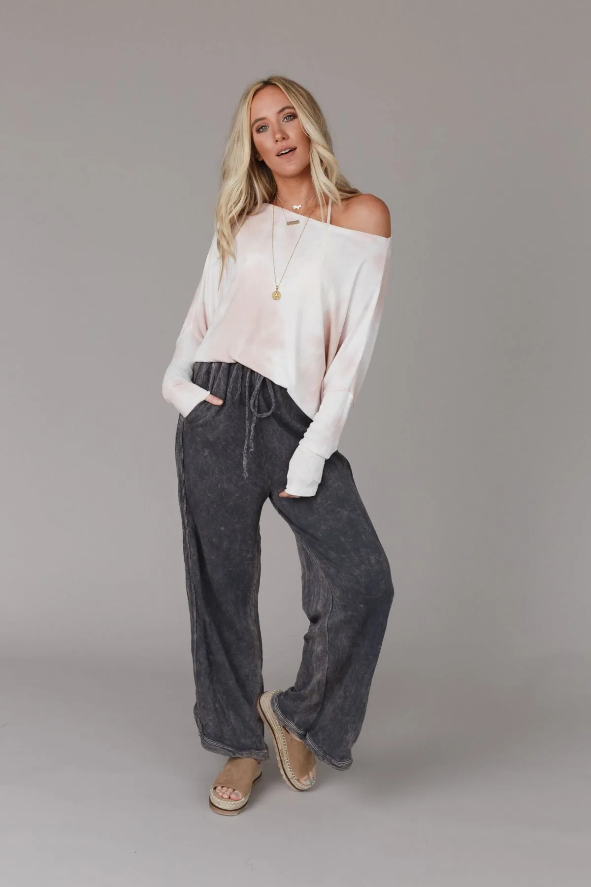 So Comfy Wide Leg Pant Full Length - Charcoal