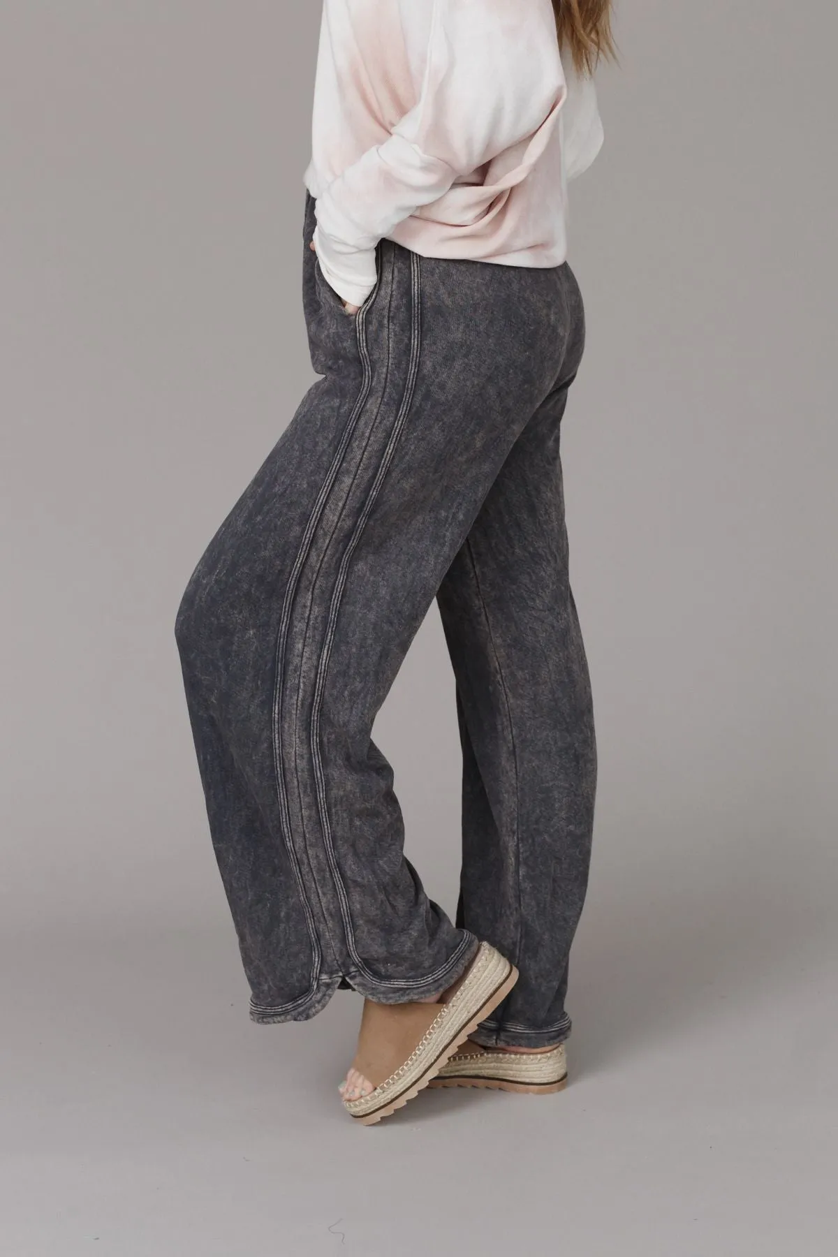 So Comfy Wide Leg Pant Full Length - Charcoal