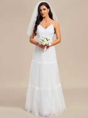 Spaghetti Straps Embroidery Wedding Dresses