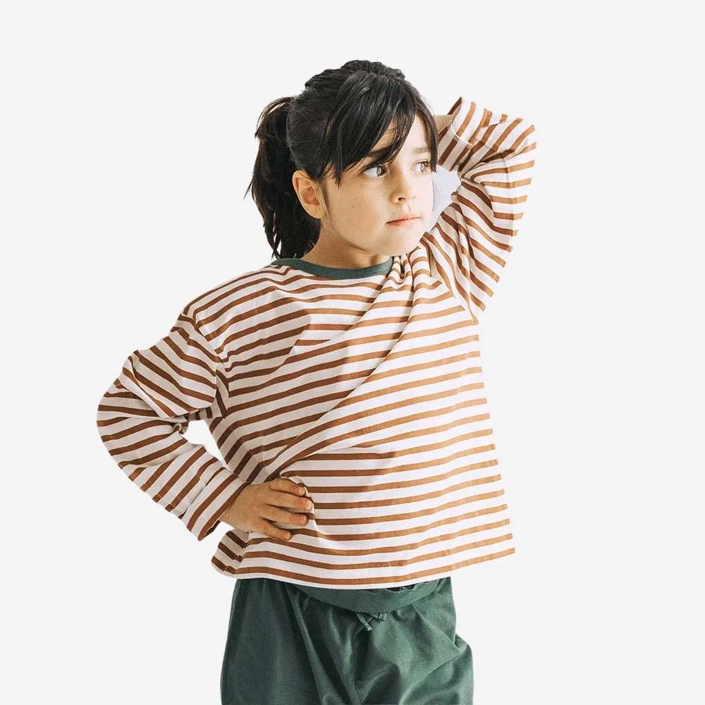 Striped Boxy Longsleeve I Caramel Cookie