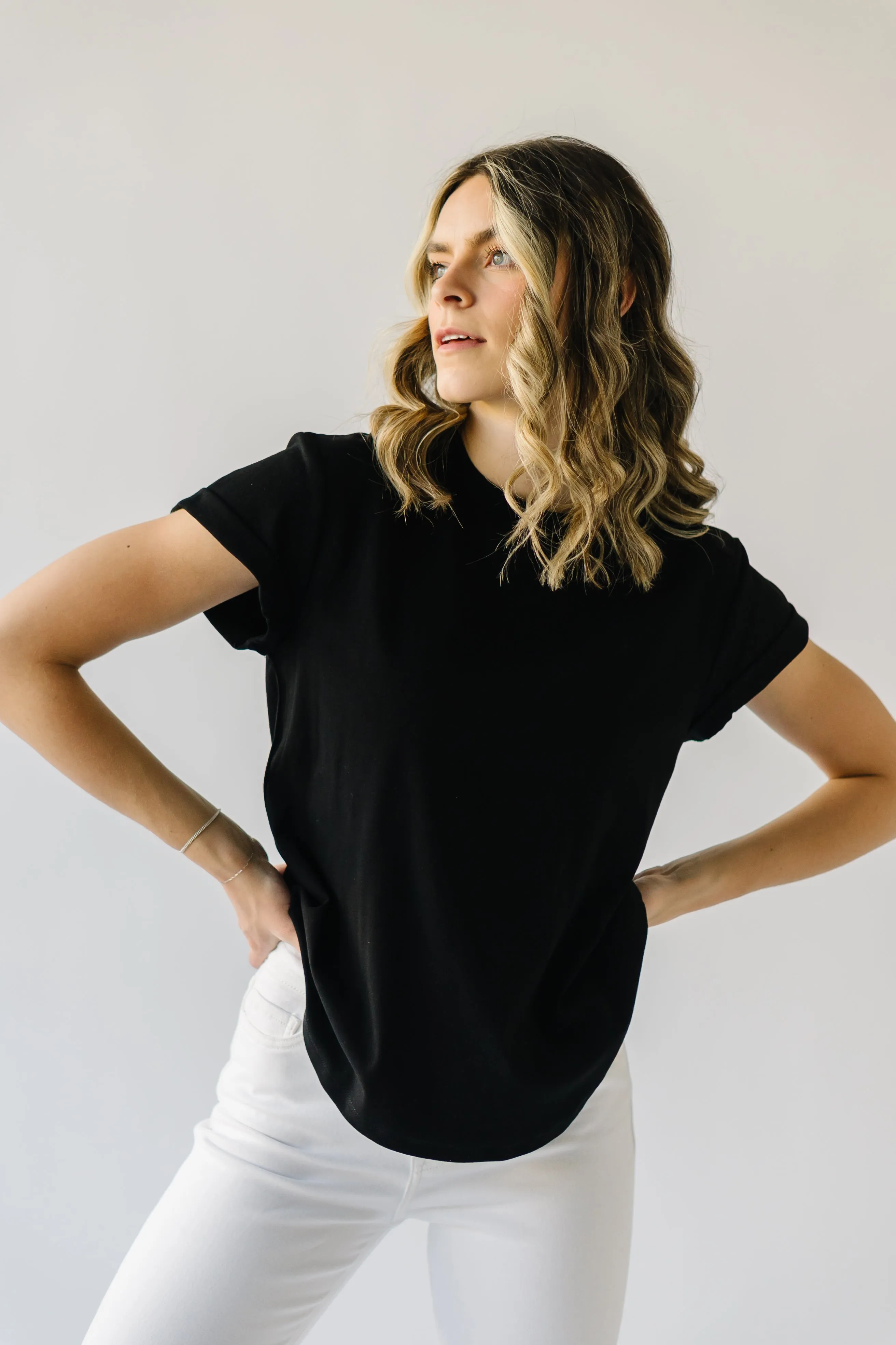 The Ellington Cuffed Sleeve Tee in Black