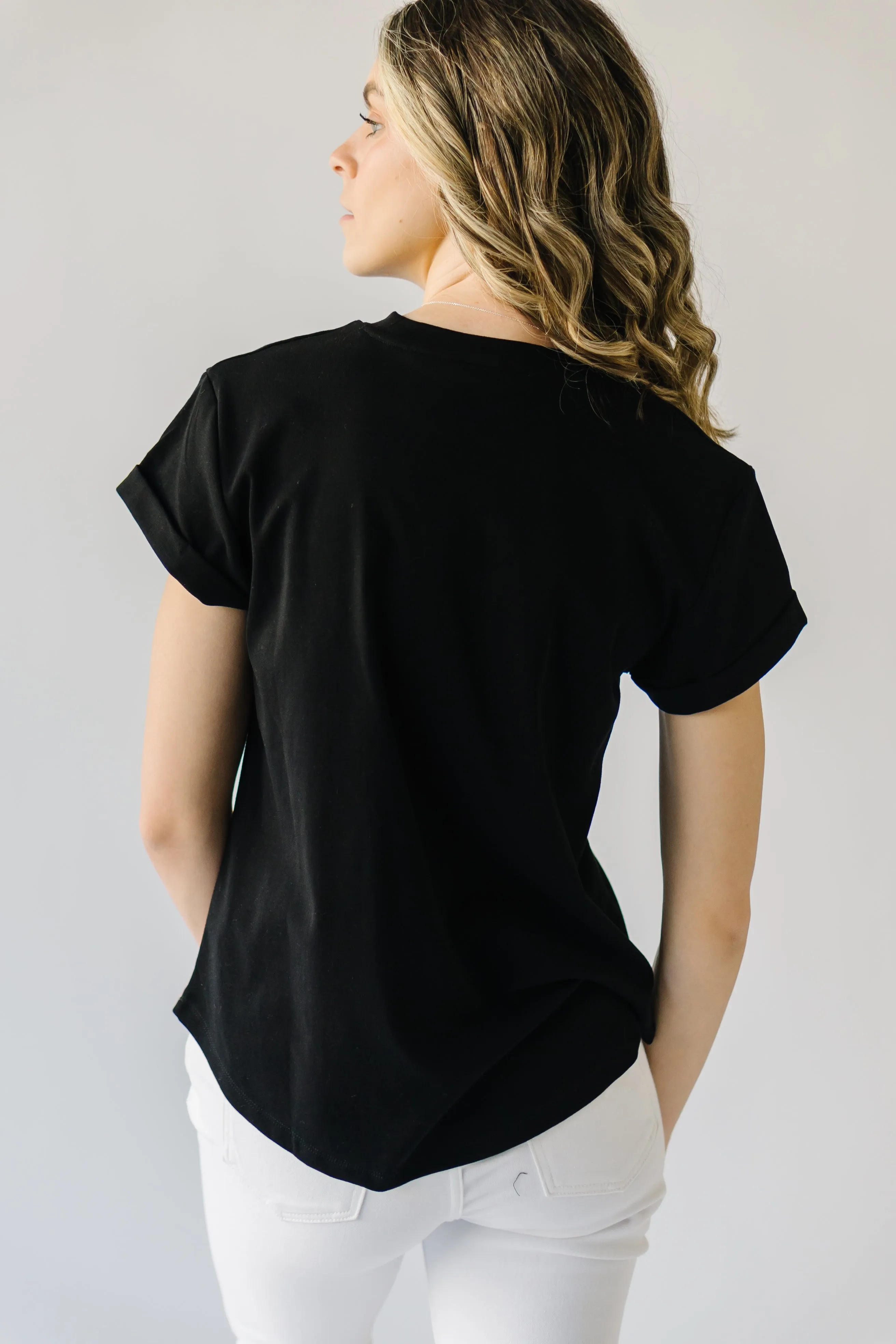 The Ellington Cuffed Sleeve Tee in Black