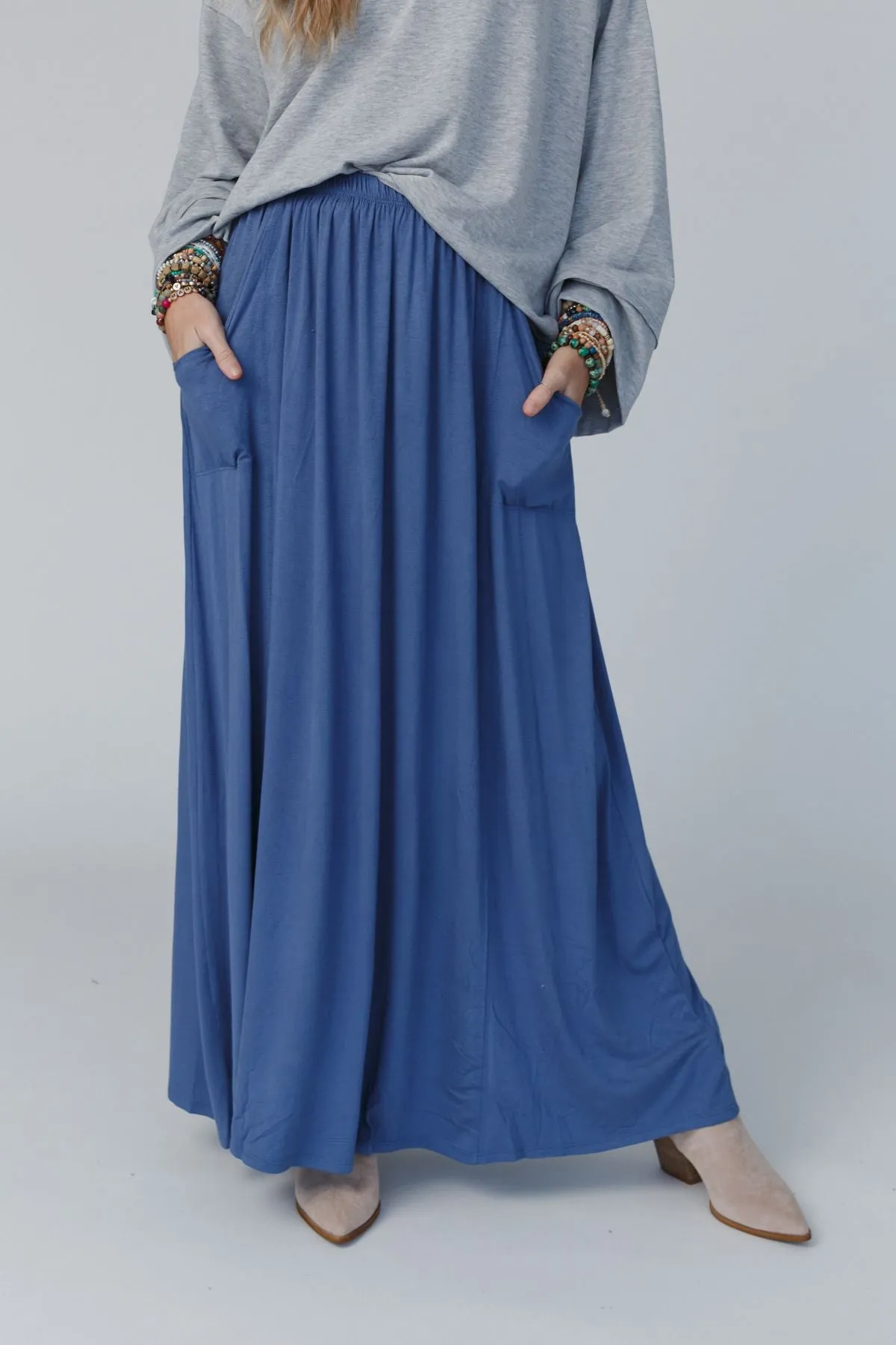 The Perfect Pocketed Maxi Skirt - Dark Denim