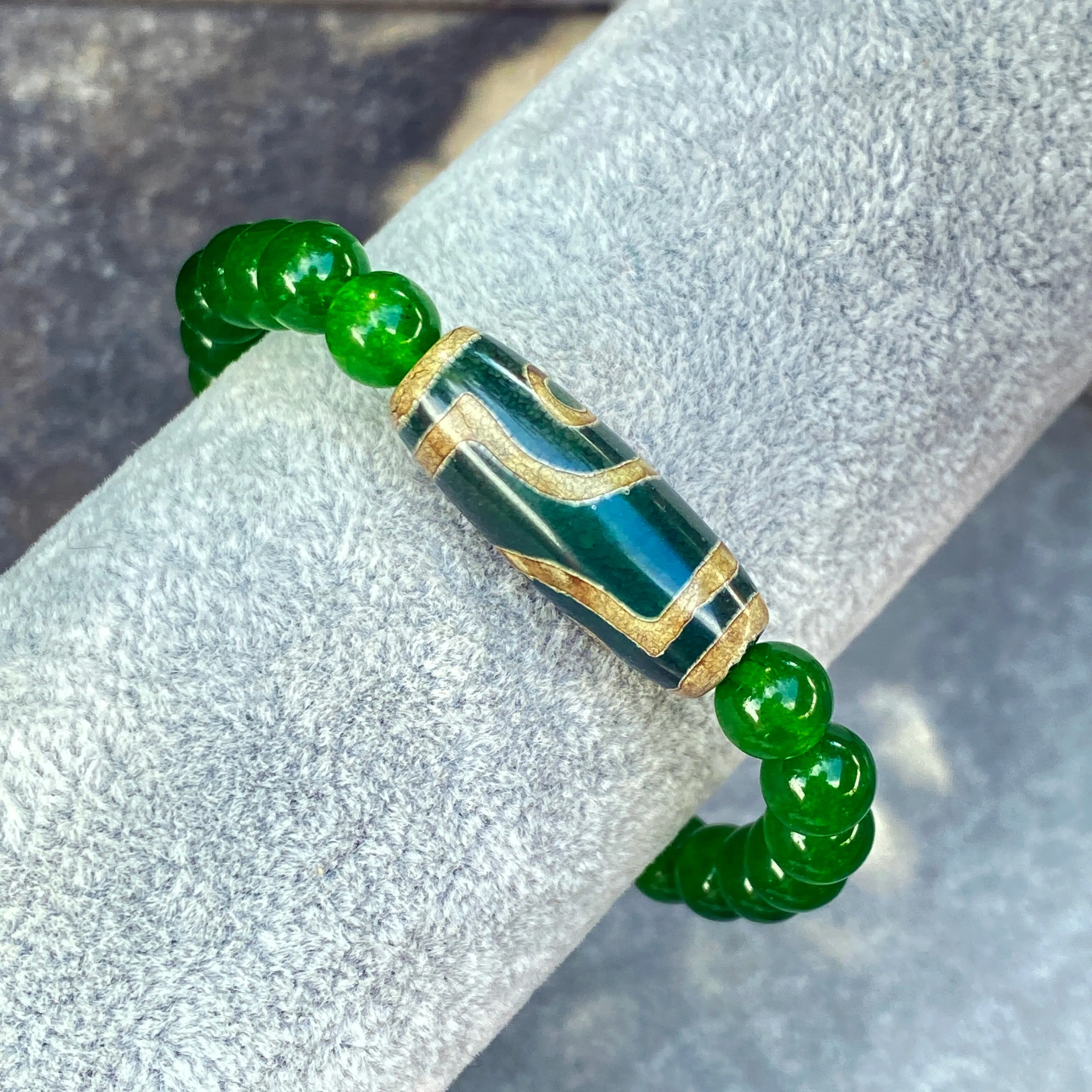 Tibetan Agate and Jade Bracelet