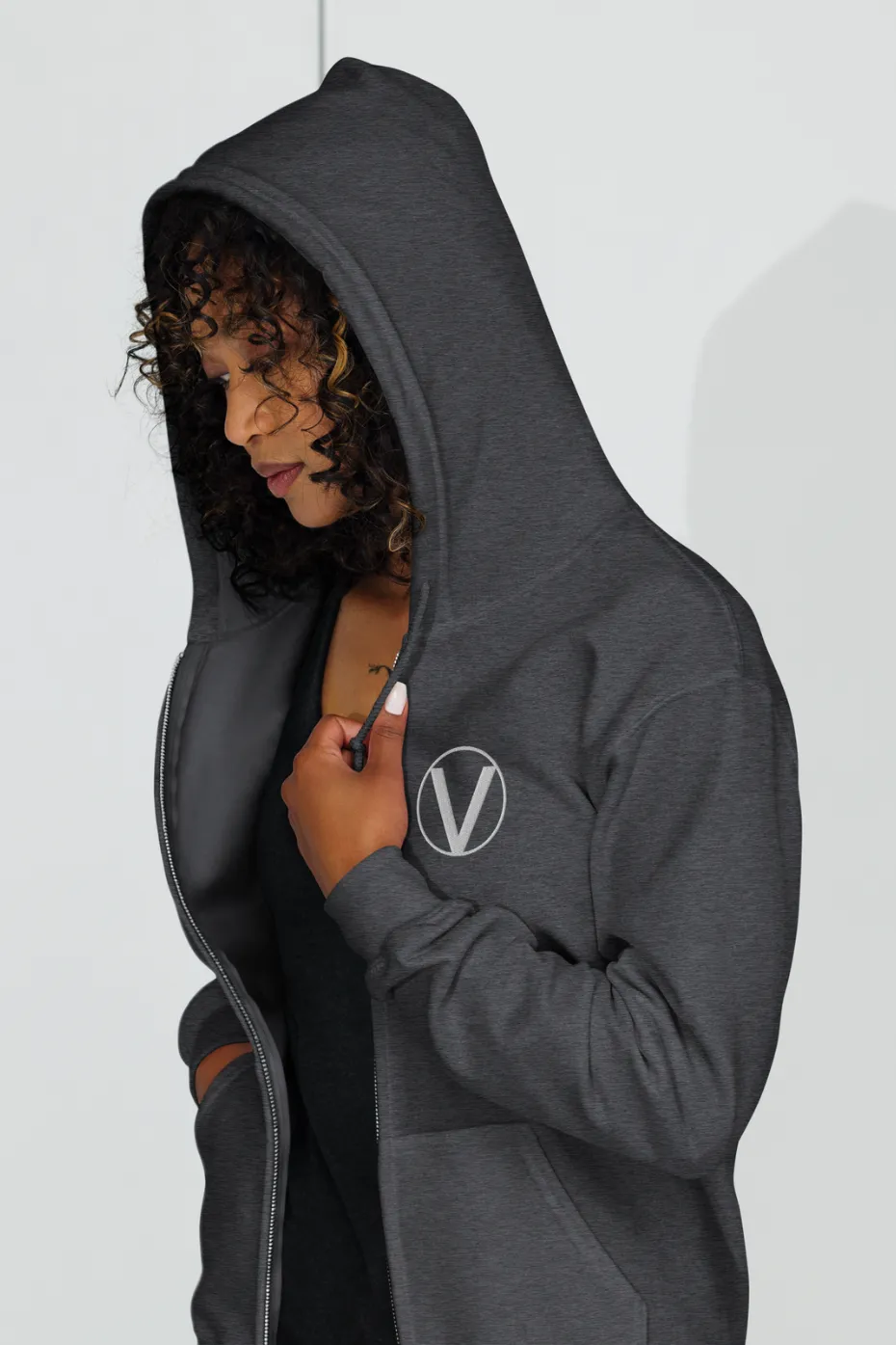 V Symbol Unisex zip hoodie - Embroidery