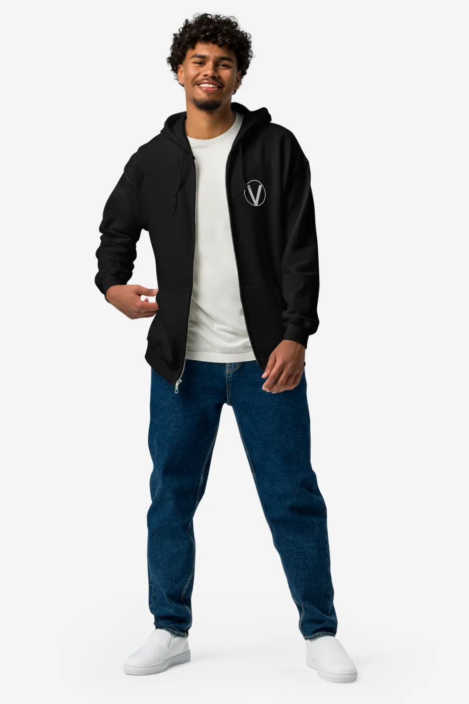 V Symbol Unisex zip hoodie - Embroidery