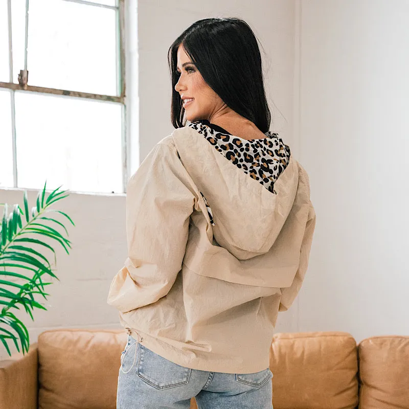 Victoria Leopard Detail Windbreaker - Beige