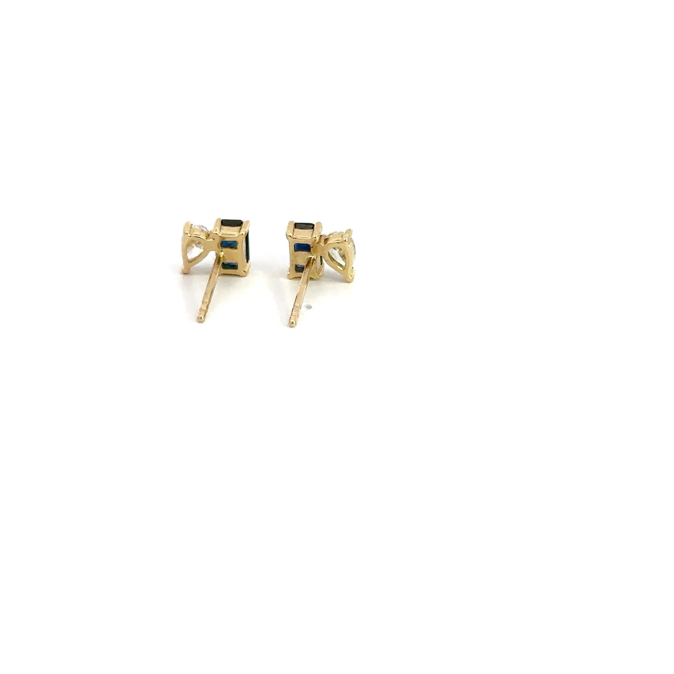 WD1017 14kt Gold Diamond & Blue Sapphire Stud