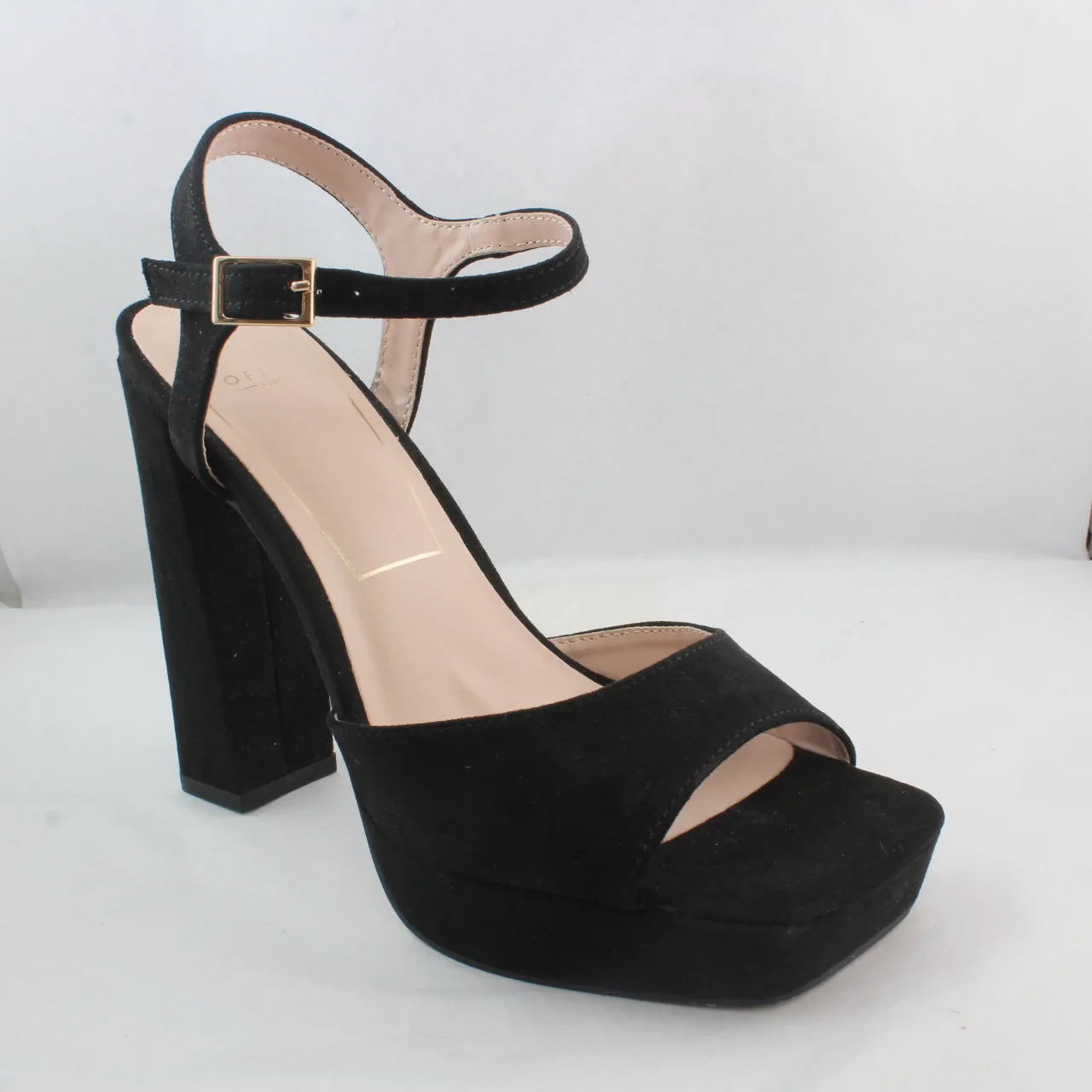 Womens Office Hearty Square Toe Platform Black