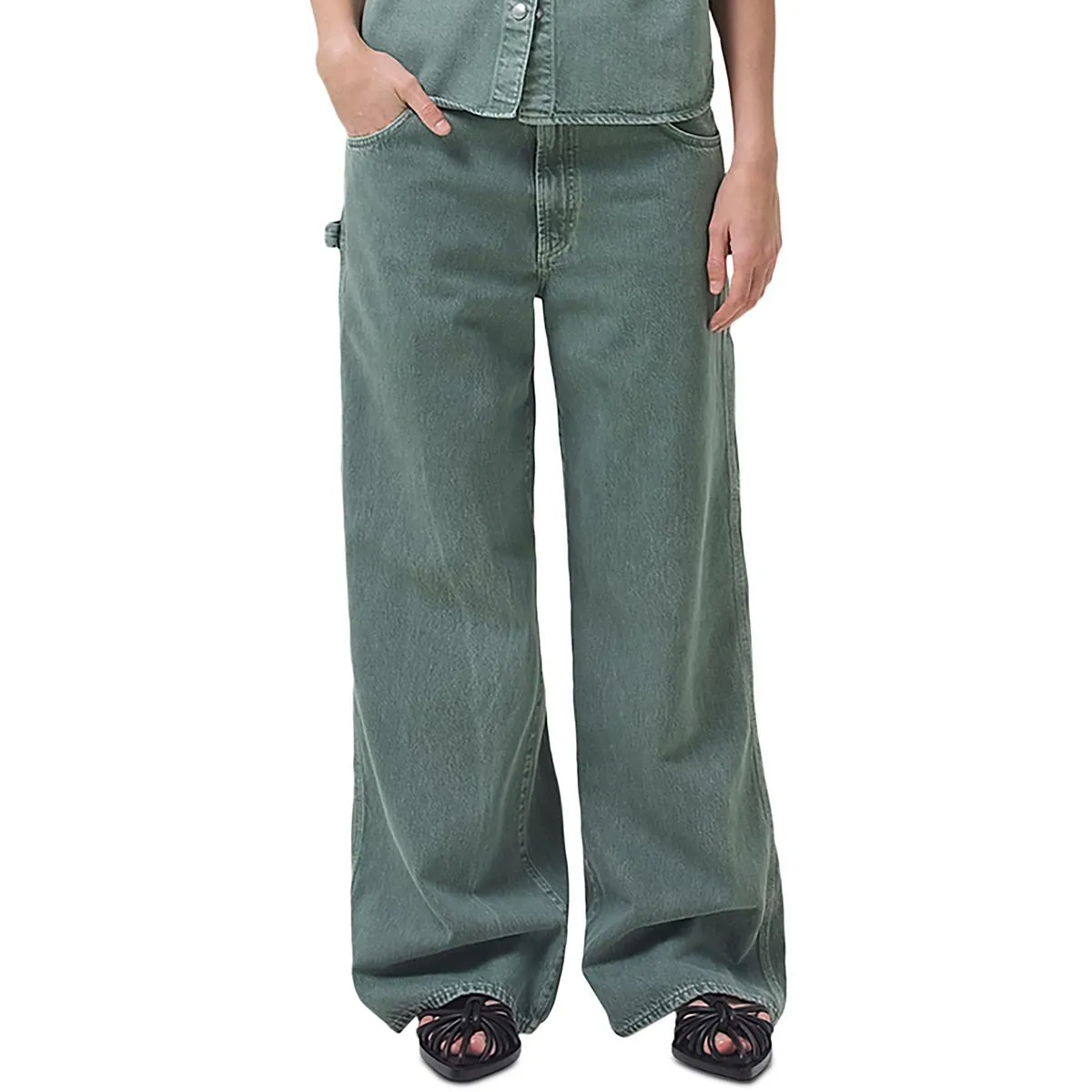 Womens Organic Cotton Wide Leg Cargo Jeans