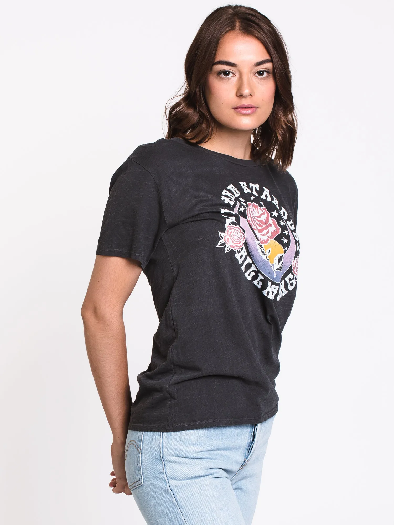 WOMENS STARDUST SHORT SLEEVE TEE - BLACK - CLEARANCE