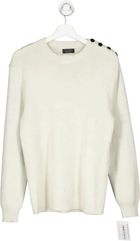 ZARA Cream Knitted Crew Neck Long Sleeve Top UK L